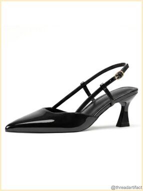 Kitten Heel Slingback Pumps Closed Pointed Toe 2-Inch Low Heel
